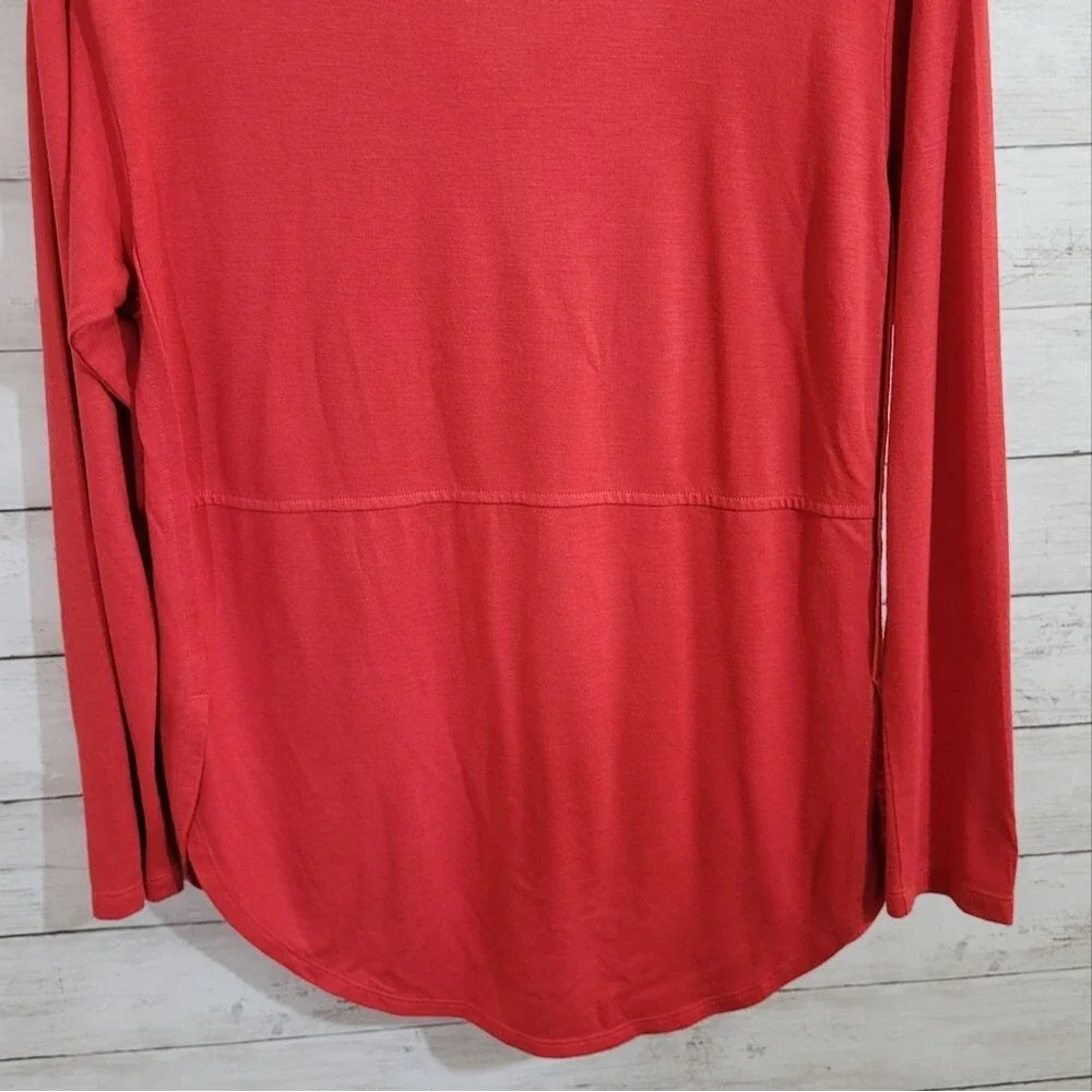 Faded Glory Red V Neck Long Sleeve Tee T Shirt Top Size Small